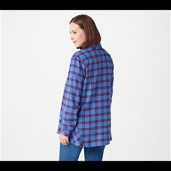 Joan Rivers Tartan Plaid Flannel Shirt - Picture 2 of 6